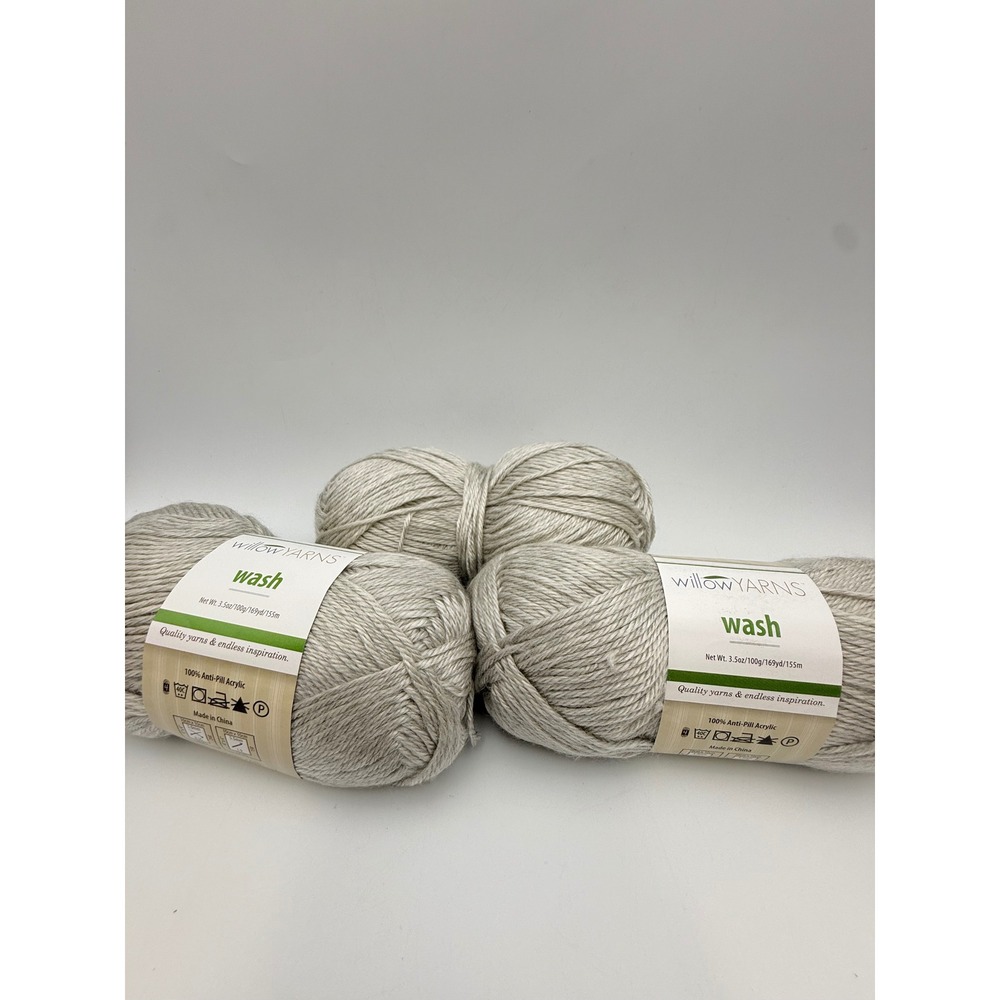 Willow Yarns Wash Anti-Pill Acrylic Yarn Silver Birch 0046 Worsted 3 Skeins